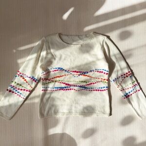 Embroidered funky white boho sweater